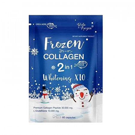 Frozen Collagène 2 en 1 blanchiment X10, formule anti-âge pour réduire l'acné et les taches de rousseur, 60 capsules (collagène congelé