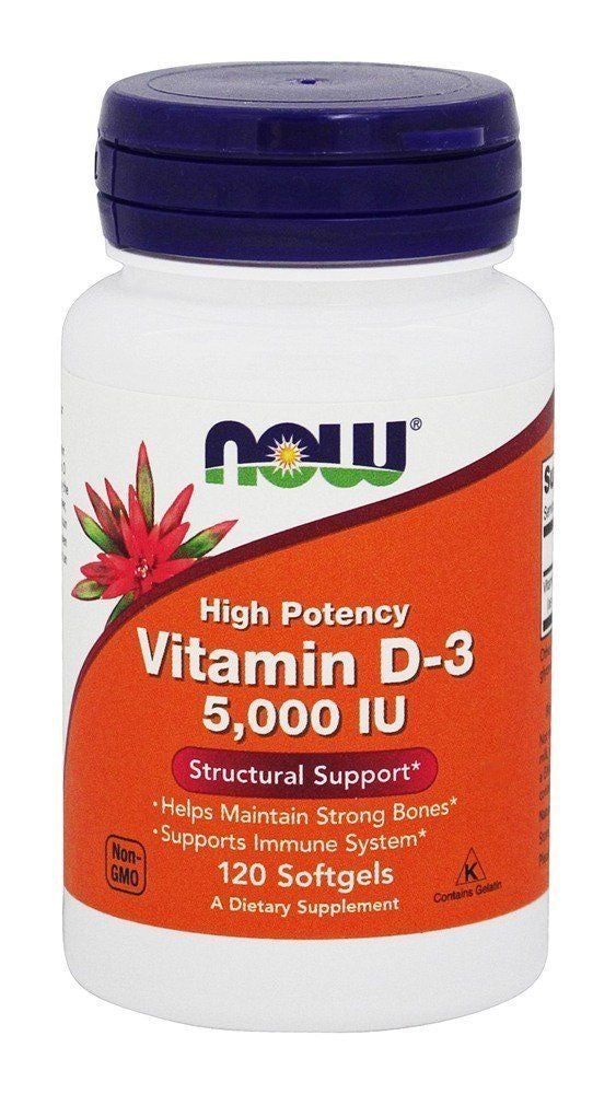 Vitamin D3, 5000IU, 120 softgels (NOW Foods)