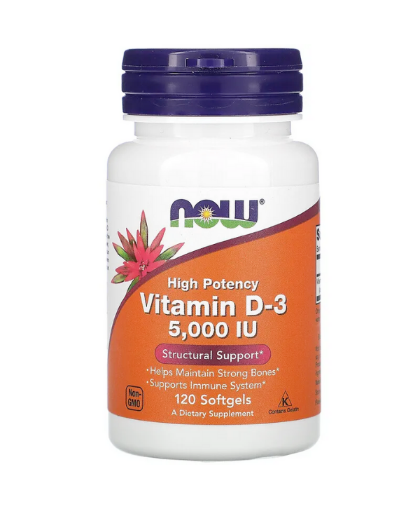 Vitamin D3, 5000IU, 120 softgels (NOW Foods)